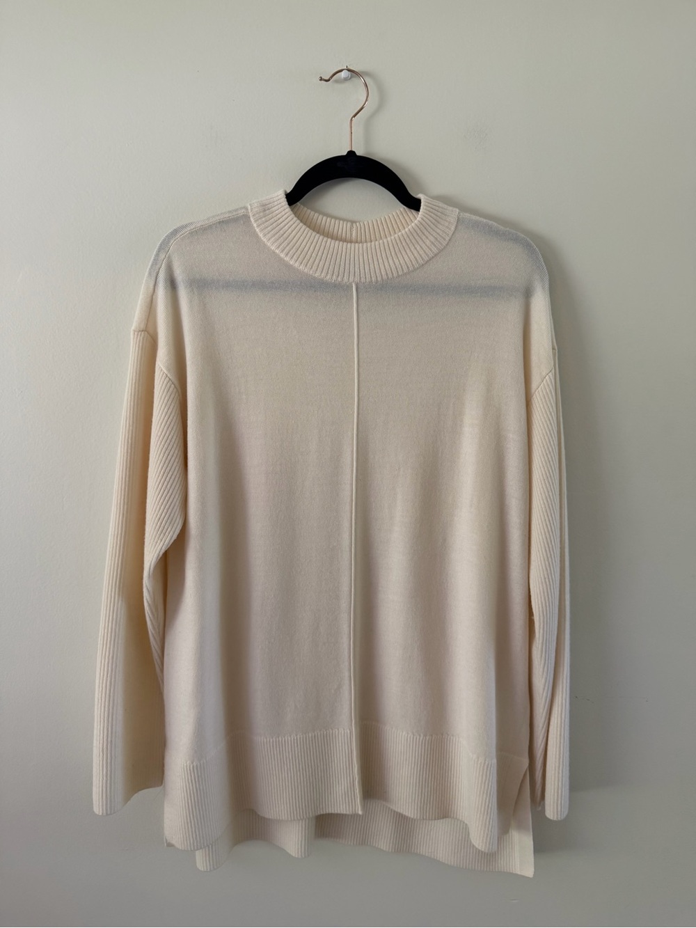 100% Merino Wool Ivory Classic Neutral Oversized Relaxed Sweater Women’s Large